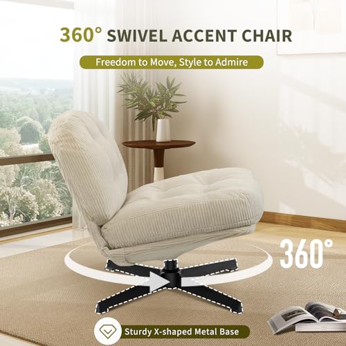 Dark Gray Swivel Accent Chair with Ottoman E858