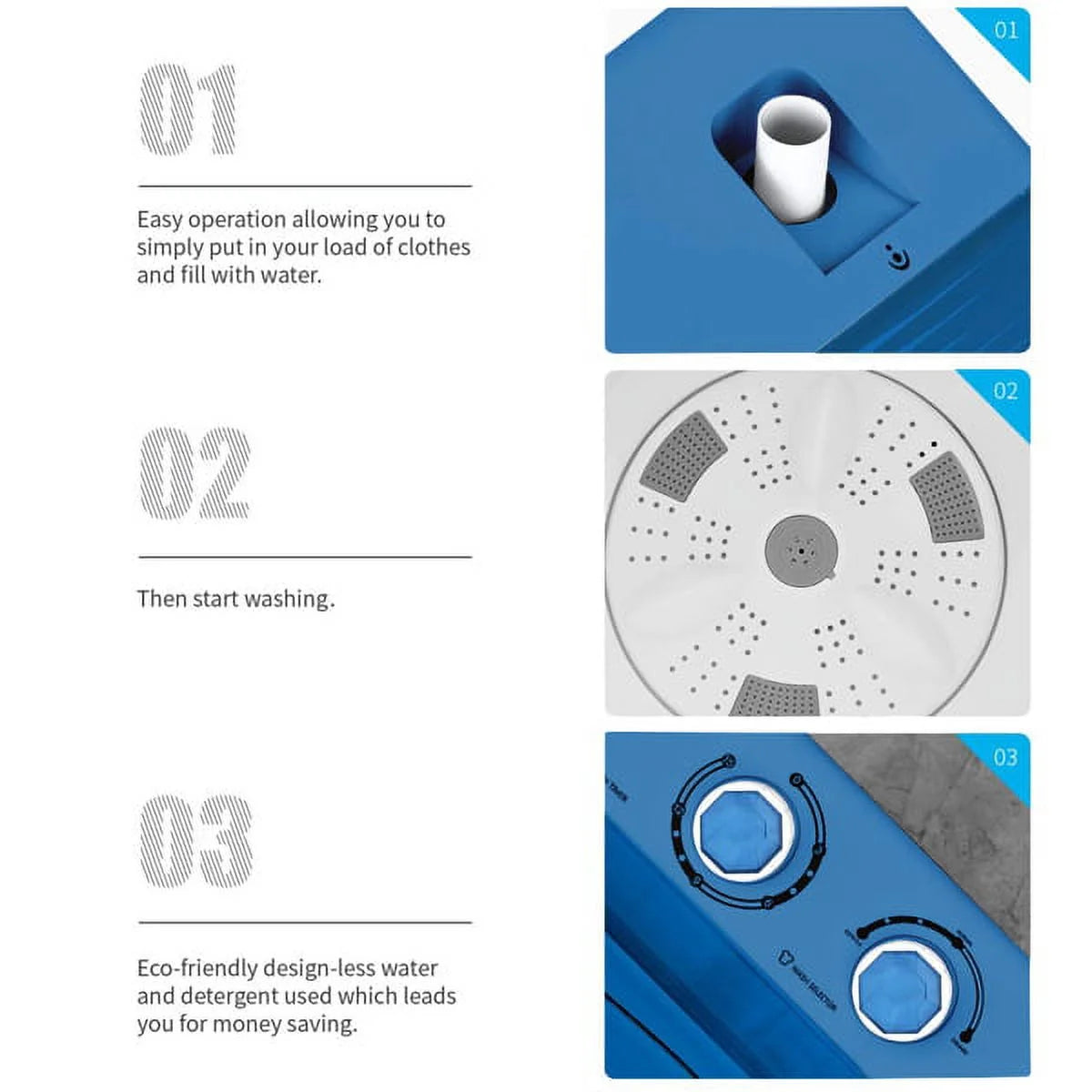 Semi-automatic Twin Tub Washing Machine, 26Lbs, White & Blue C142665
