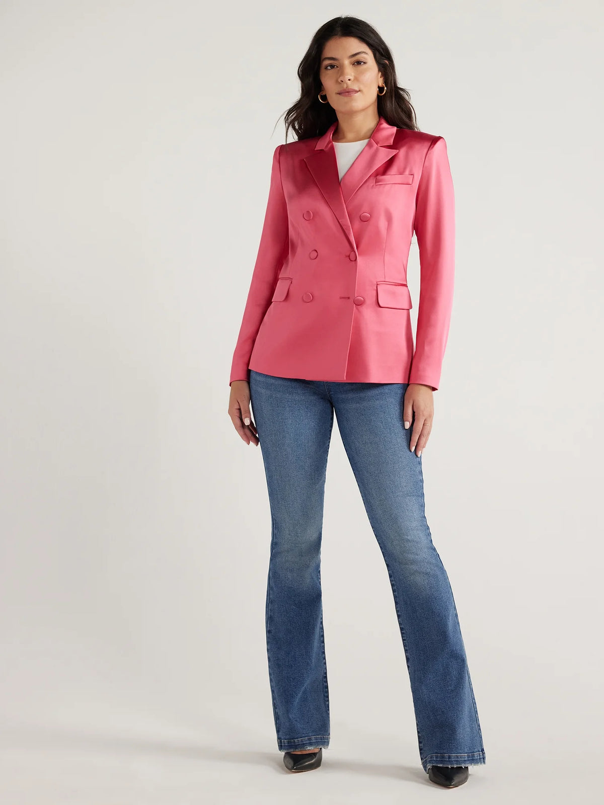 Stretch Satin Double Breasted Blazer F58076