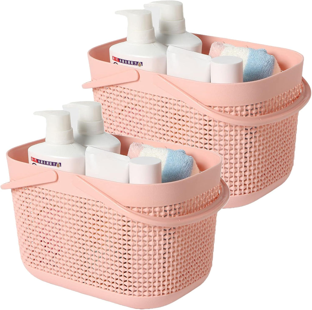 2-Pack Plastic Storage Baskets With Handles and Holes, White C119472
