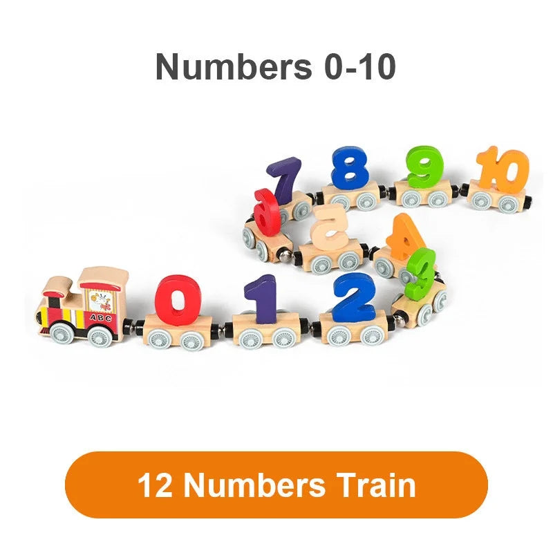 Wooden Magnetic Train Building Blocks Puzzle Toys T6271