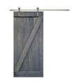 Gray Knotty Pine Wood Interior Sliding Barn Door with Hardware Kit W7089