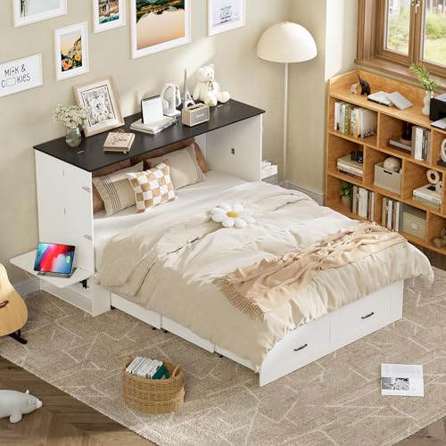 Queen Murphy Bed with Storage and Charging Station I3811