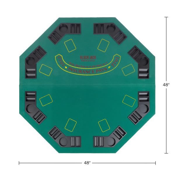 48-Inch Folding Poker Table Top with Cupholders and Chip Trays I71711
