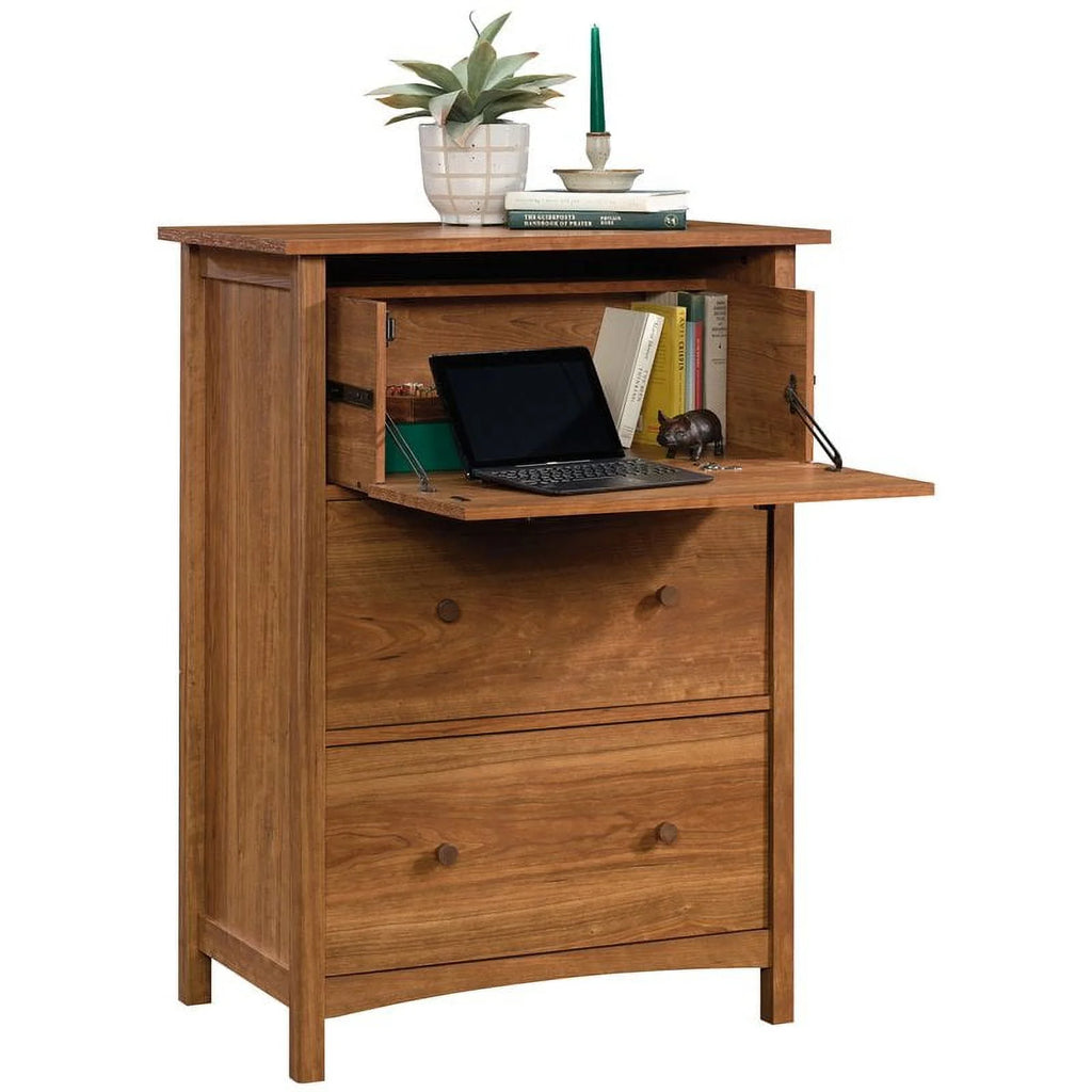 Engineered Wood Secretary Desk/Chest in Prairie Cherry G67309