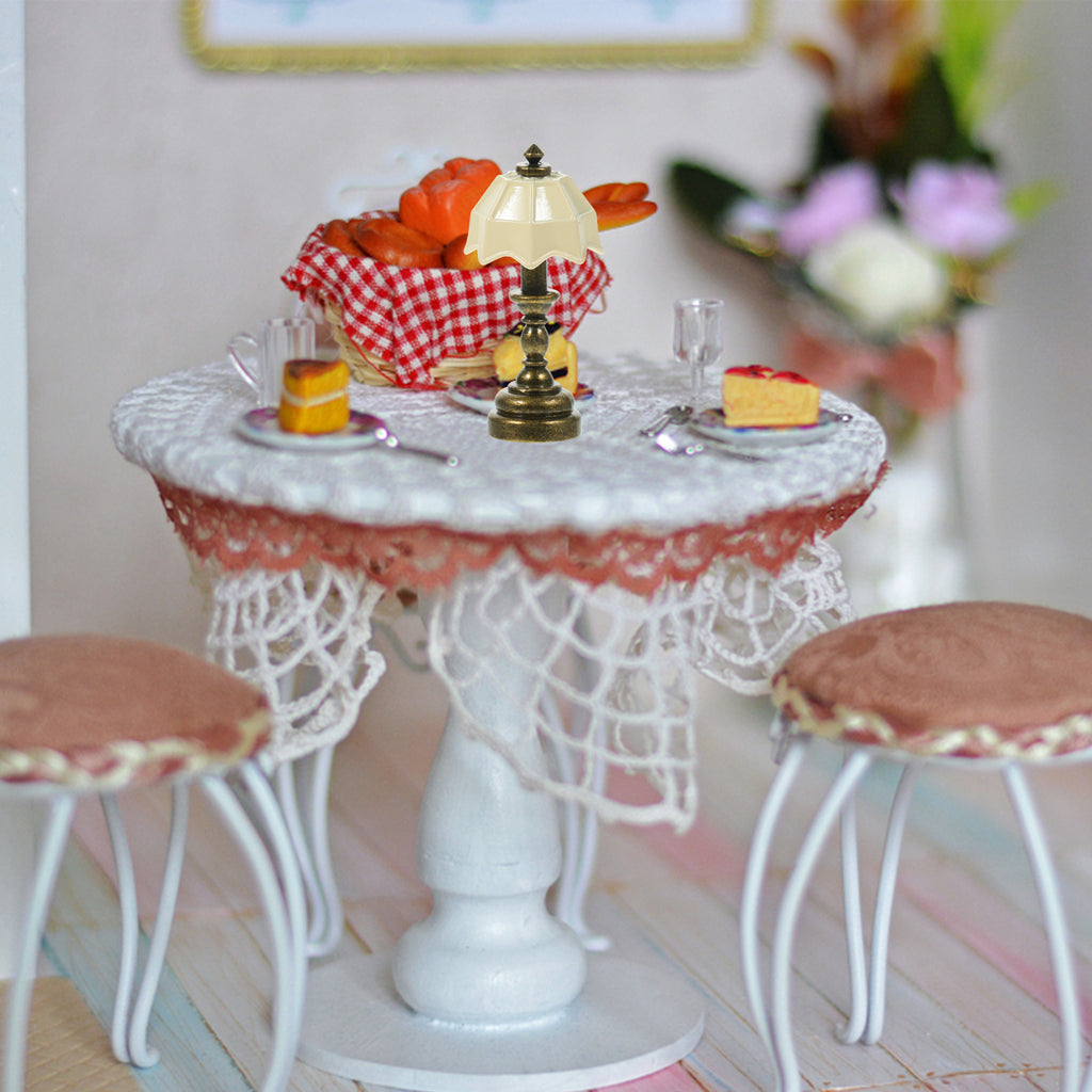 White Vintage Metal Dollhouse Lamp Bedside Table 5 Pack H4160