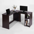 Brown L-Shaped Corner Desk with 2 Shelves A7162