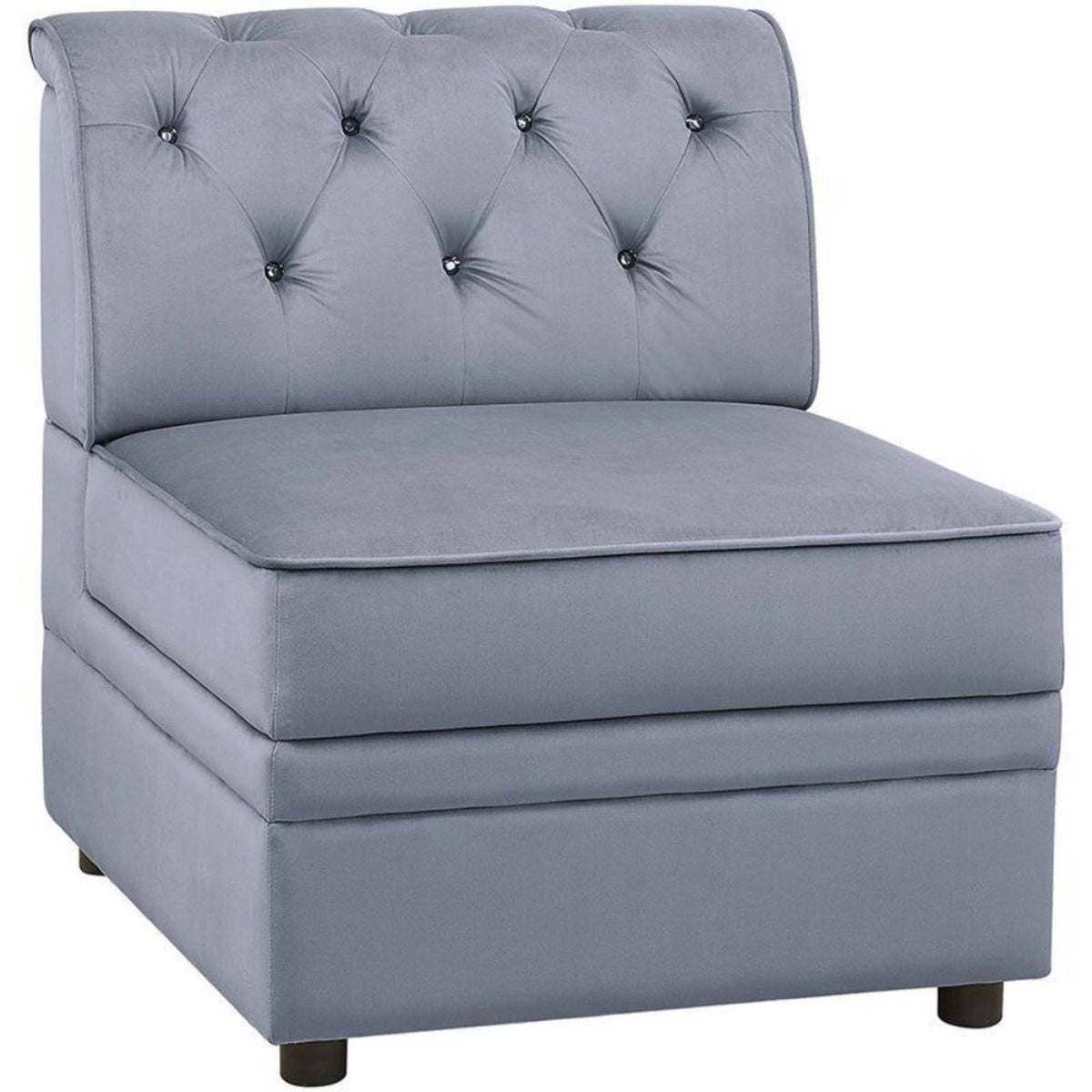 Gray Velvet Modular Armless Chair S147