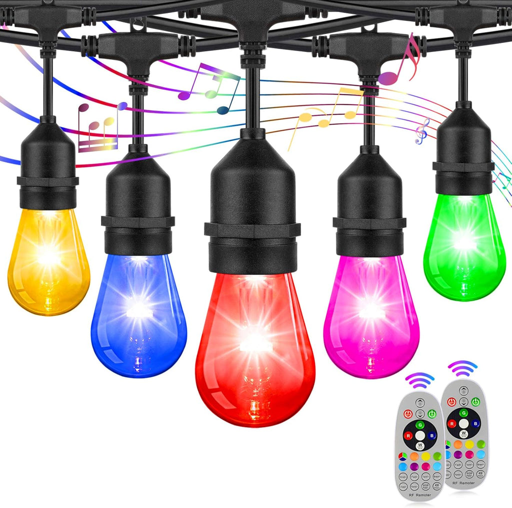 2-Pack RGB Outdoor String Lights with S14 Edison Bulbs 96FT L644248