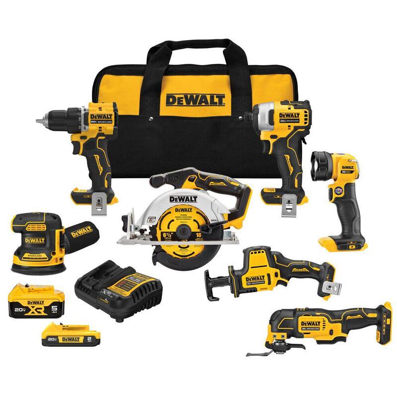 20-Volt MAX Lithium-Ion Cordless 7-Tool Combo Kit with Battery and Charger E155064