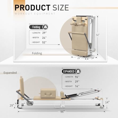Foldable Pilates Reformer Machine with Reformer Box and Jump Board T2306