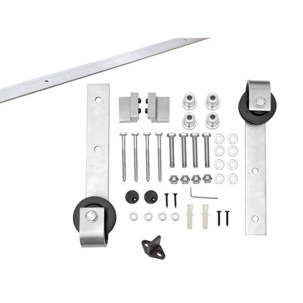 Gray Knotty Pine Wood Interior Sliding Barn Door with Hardware Kit W7089