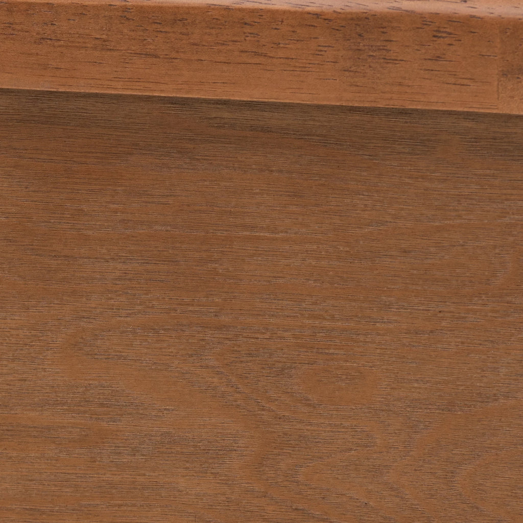 Walnut Brown Wood and Natural Rattan Full Size Platform Bed G49504