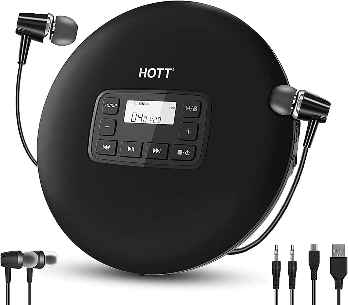 Compact Disc Player with LCD Display, Anti-Skip, Anti-Shock, Black A442