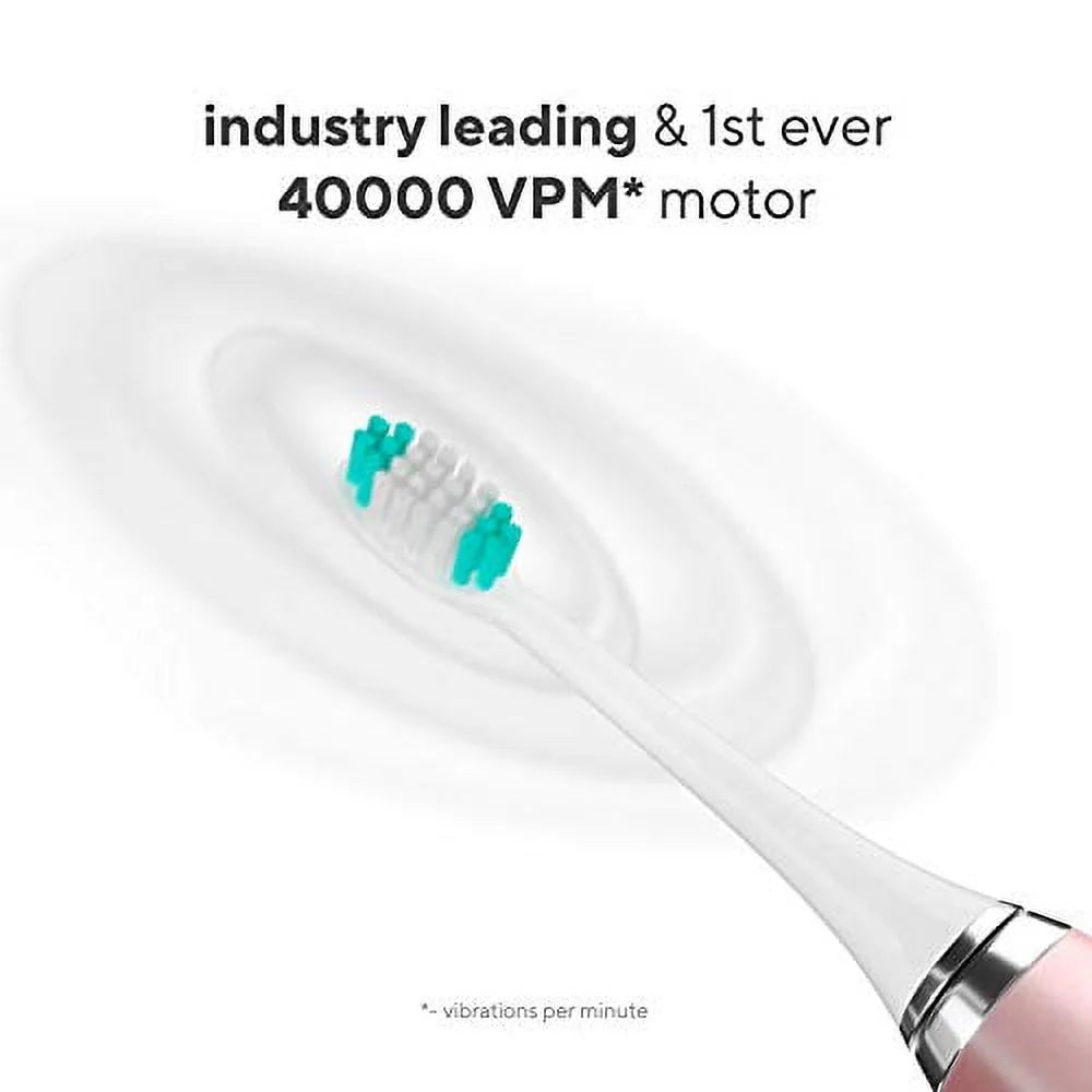 Satin Rose Gold Sonic Electric Toothbrush with 8 Brush Heads B2176