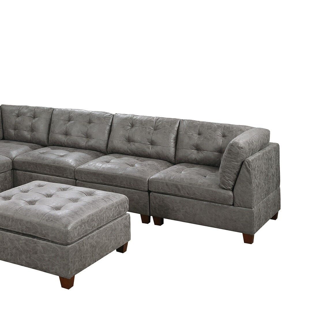 Antique Grey Leatherette 7pcs Sectional Sofa Set A168868