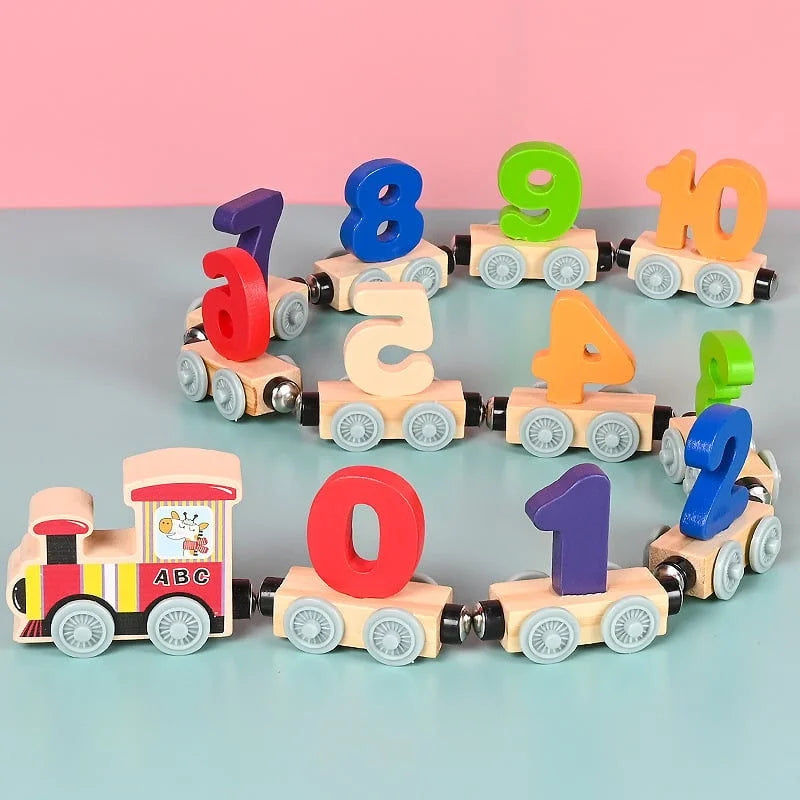 Wooden Magnetic Train Building Blocks Puzzle Toys T6271