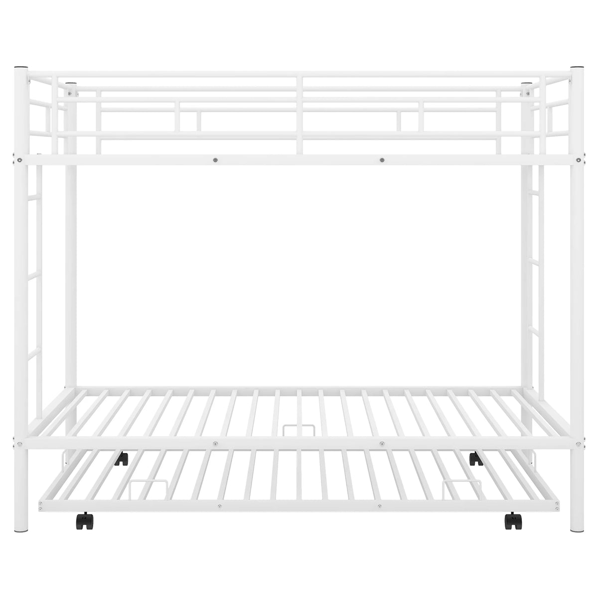 White Metal Twin over Twin Bunk Bed with Trundle G658