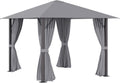 10' x 10' Patio Gazebo Aluminum Frame Canopy Shelter with Sidewalls, Vented Roof, Khaki Q67219