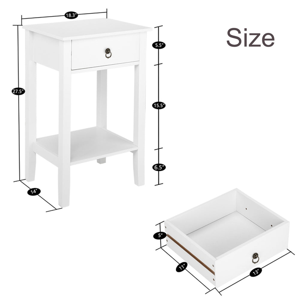 White Wooden Nightstand Q158691