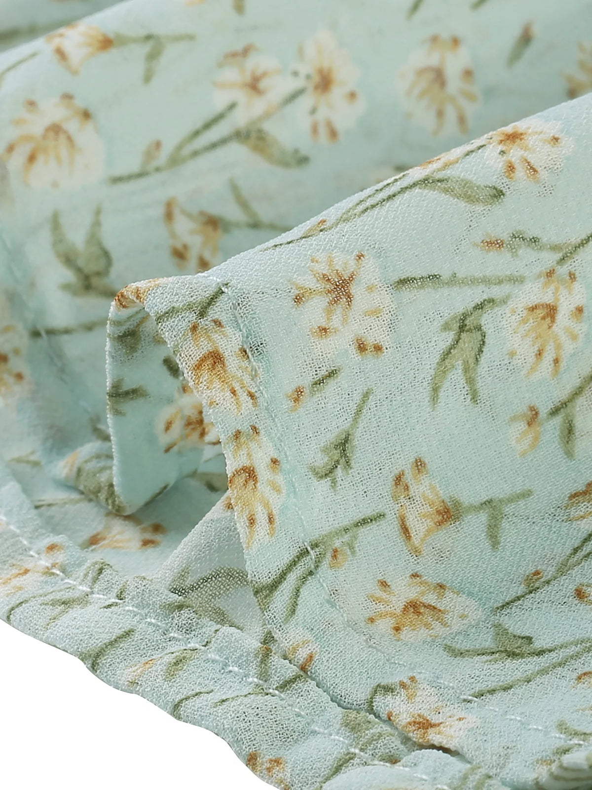 Floral Print Flutter Sleeves Square Neck Ruffled Hem Dress D84239