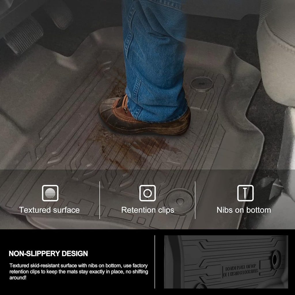 F150 Floor Mats for 2021 2022 Ford F-150 SuperCrew Cab All Weather Custom Fit Liners with Under Seat Lux Box M18217