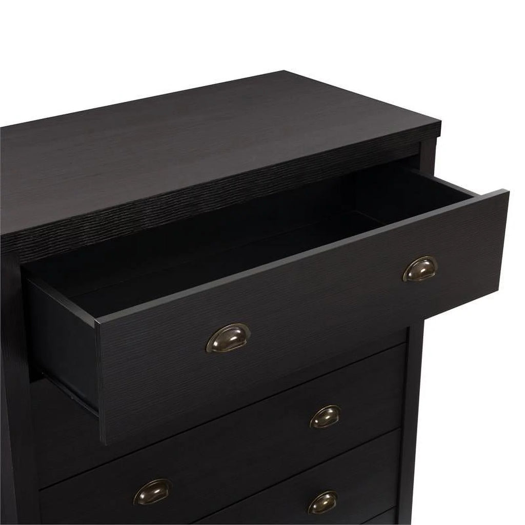 Black 5 Drawer Engineered Wood Dresser E35295