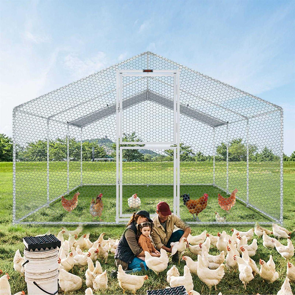Large Metal Chicken Coop with Run W30120