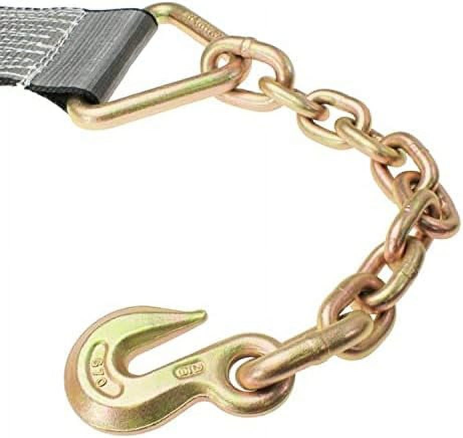 4 Inch X 30 Foot Blackline Ratchet Strap With Chain Extensions O944769