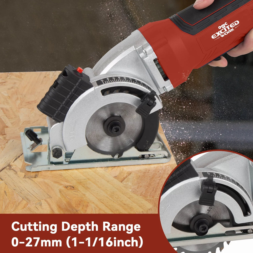 Mini Circular Saw, 5000RPM Electric Compact Circular Saw with 3 Blades L457