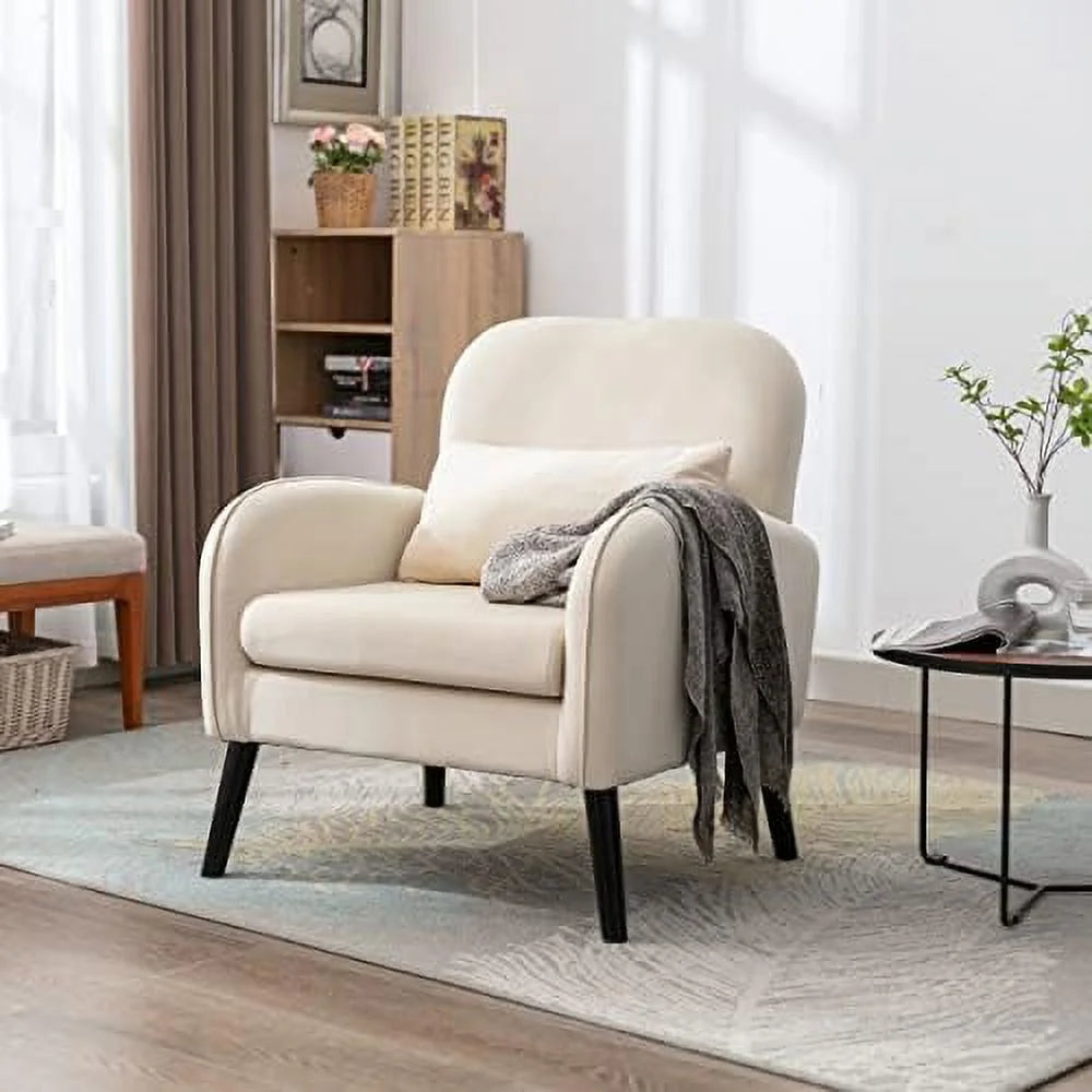 Modern Accent Chair with Solid Wooden Legs Upholstered Armchair V31677