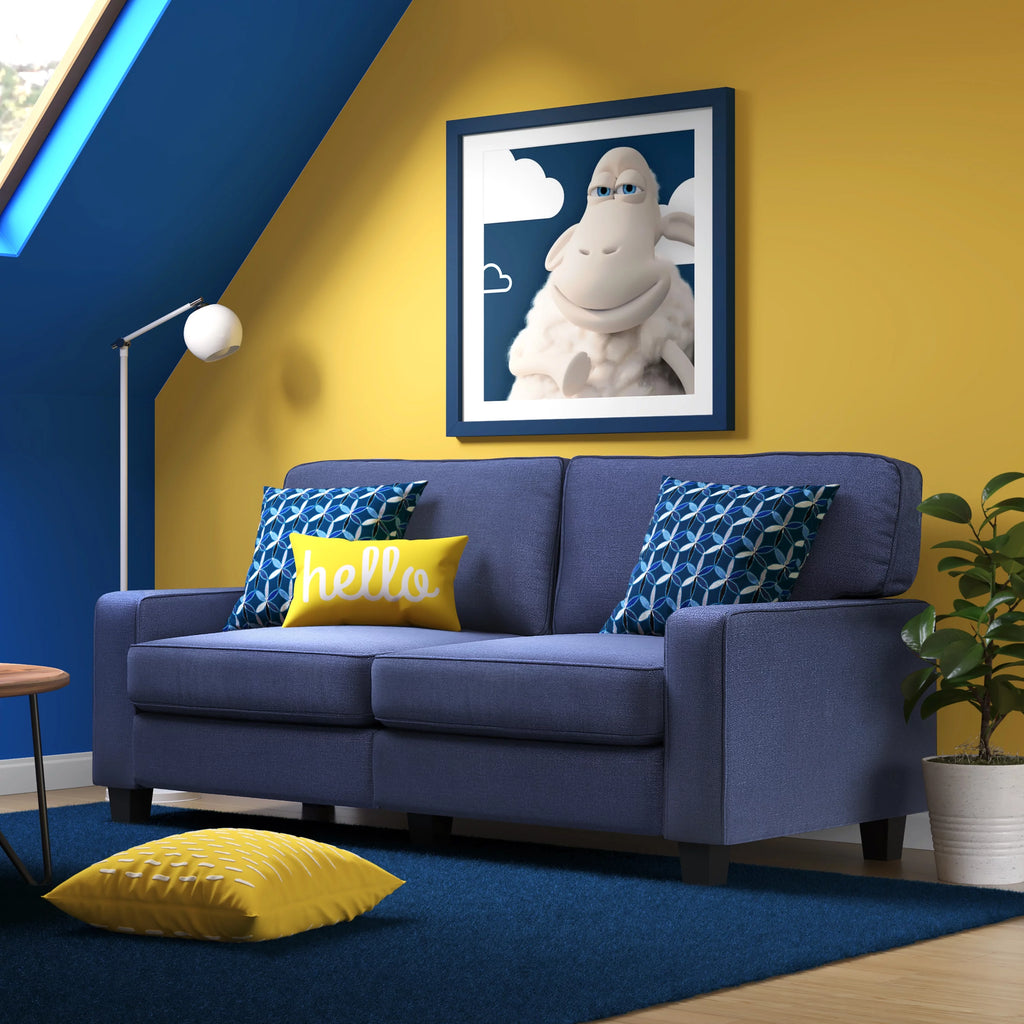 Navy Blue Fabric Sofa H19657
