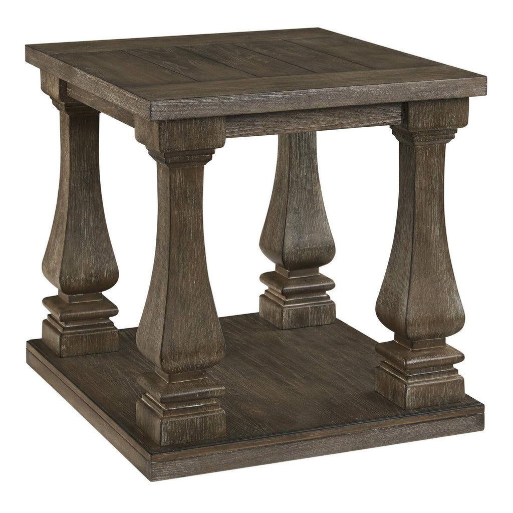 White and Brown End Table with Open Shelf N70486