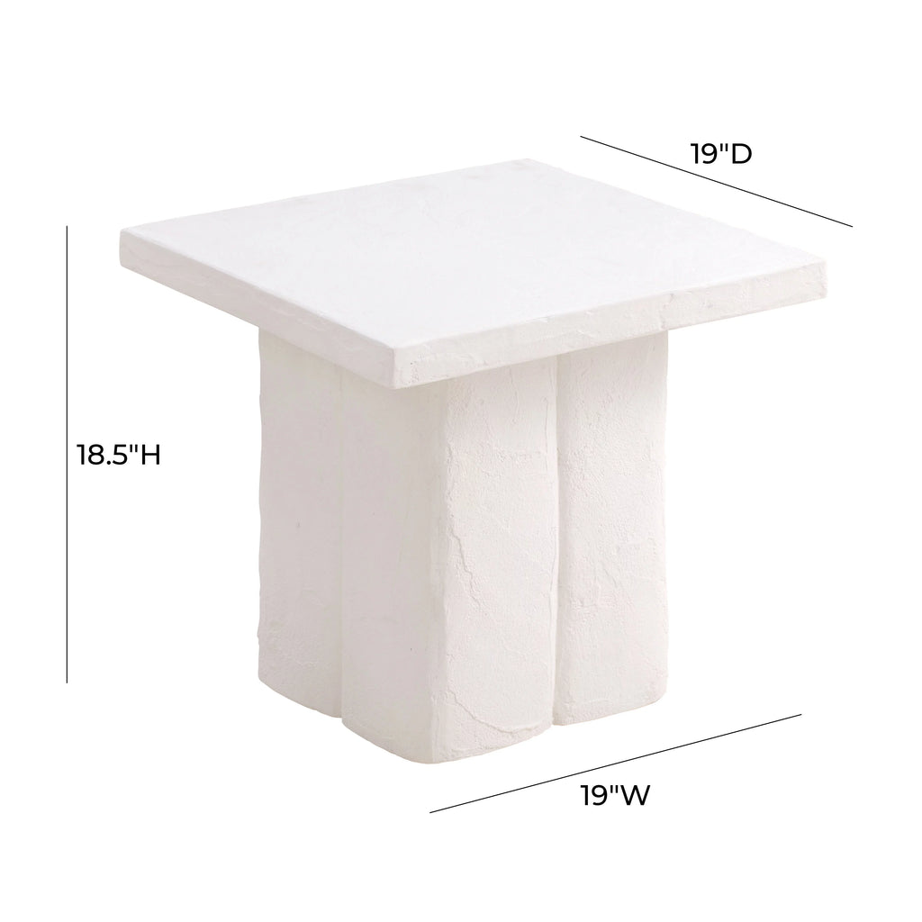 White Concrete Square Side Table H484