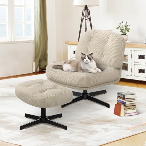 Dark Gray Swivel Accent Chair with Ottoman E858
