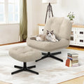 Dark Gray Swivel Accent Chair with Ottoman E858